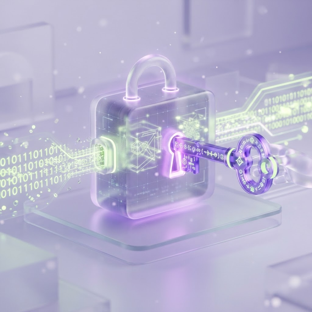 A glowing encrypted vault protecting private files